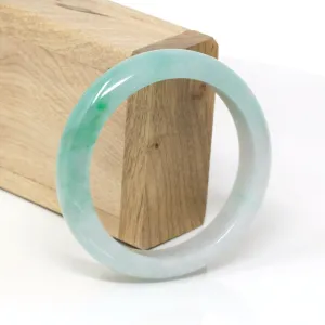RealJade® Classic Bangle Genuine Burmese Ice-Green Jadeite Jade Bangle Bracelet ( 58 mm ) #105