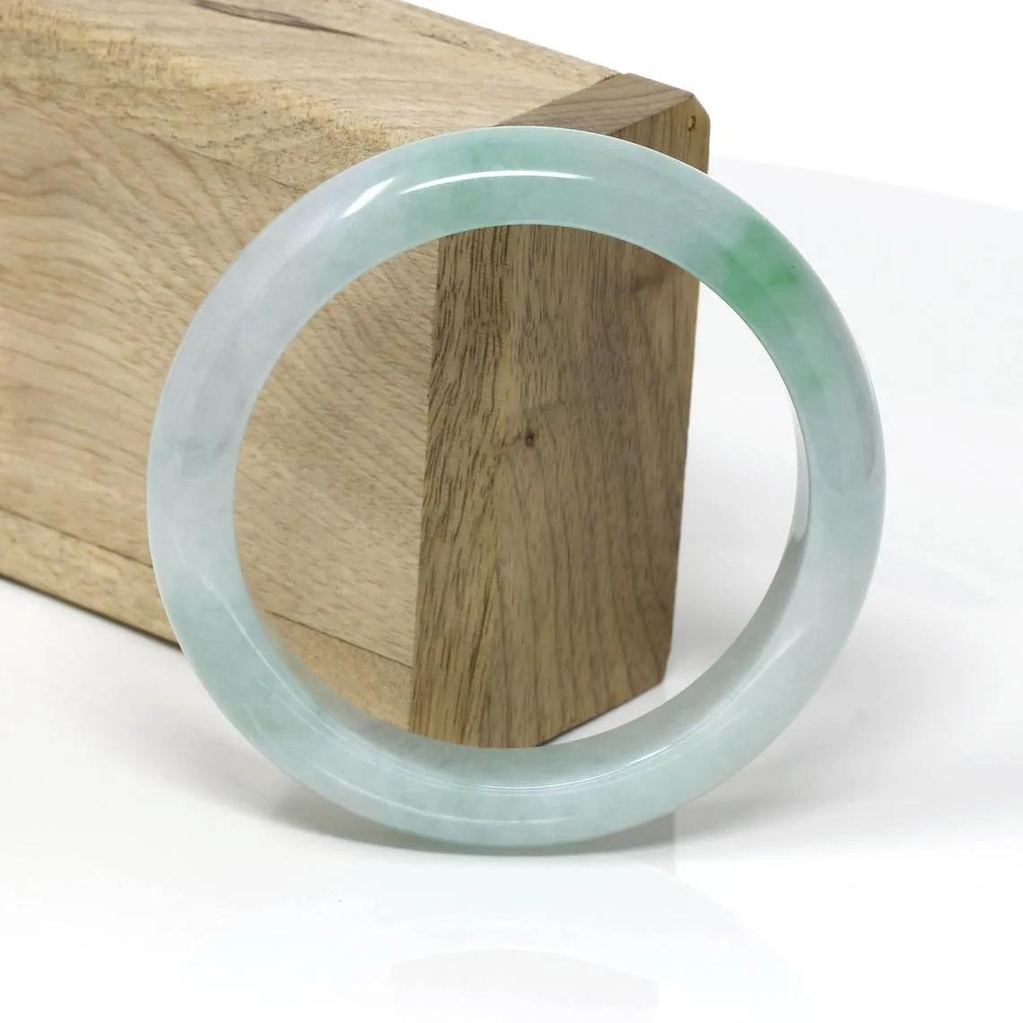 RealJade® Classic Bangle Genuine Burmese Ice-Green Jadeite Jade Bangle Bracelet ( 58.0 mm) #266