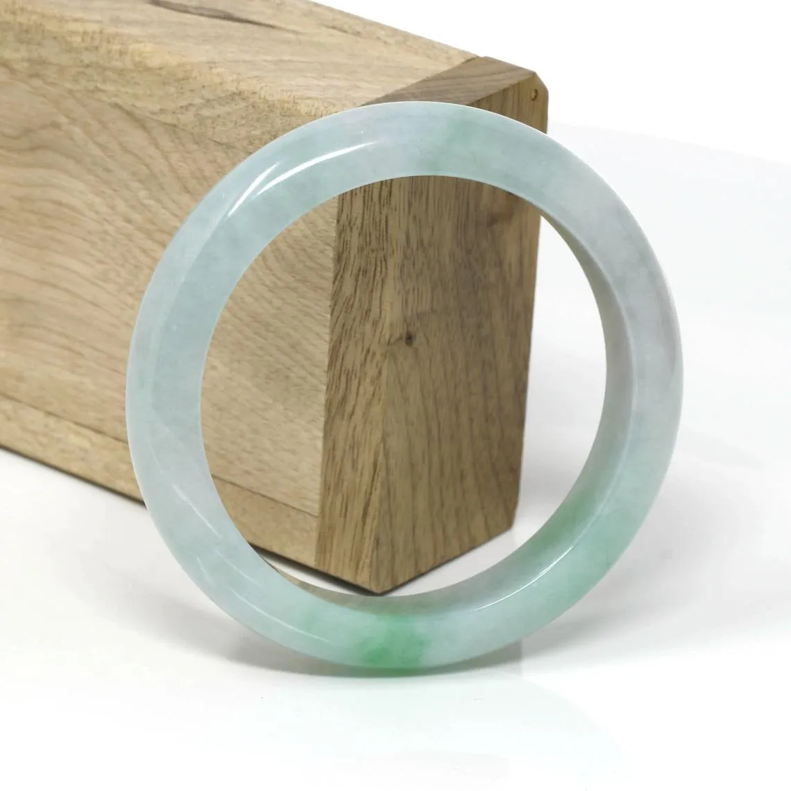 RealJade® Classic Bangle Genuine Burmese Ice-Green Jadeite Jade Bangle Bracelet ( 58.0 mm) #266
