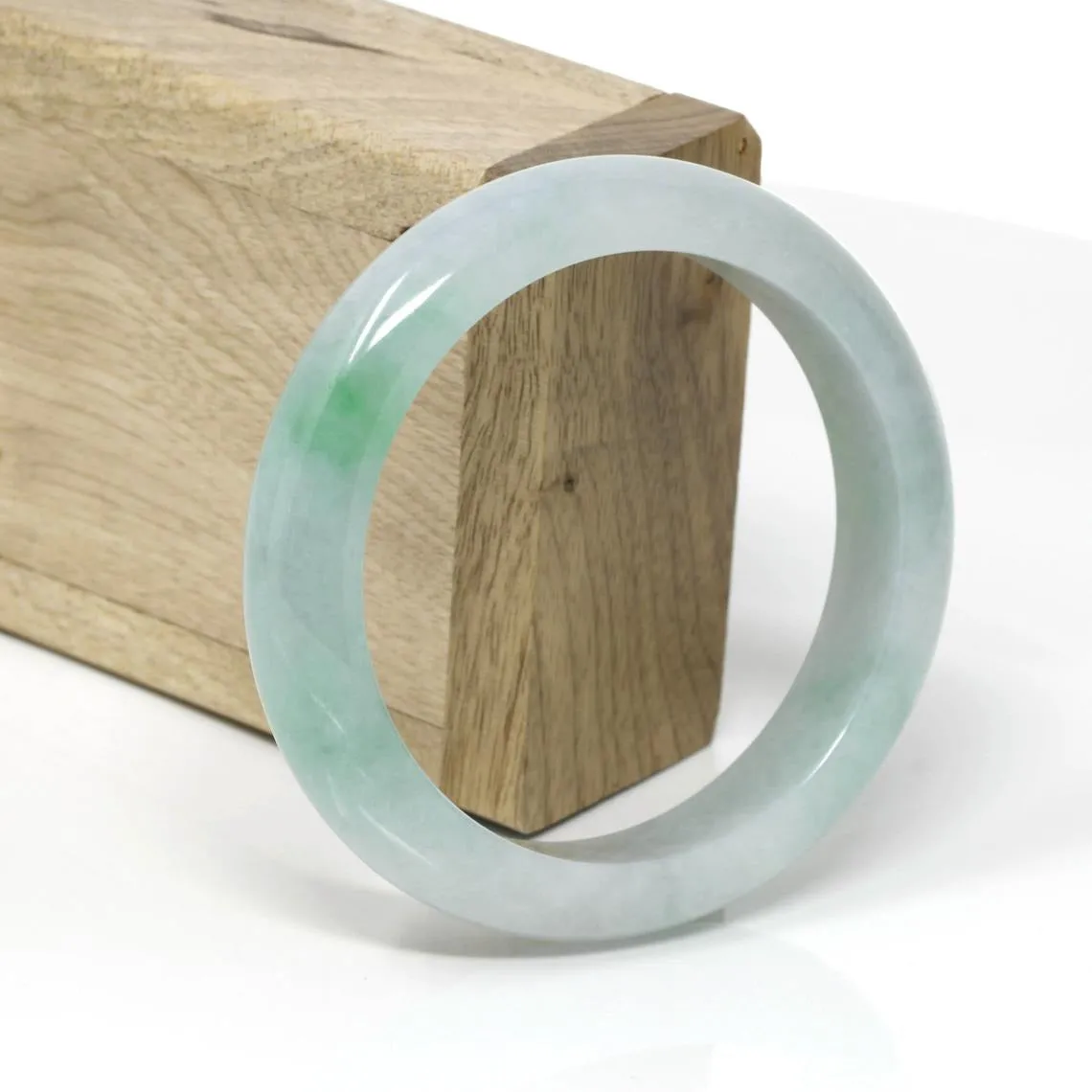 RealJade® Classic Bangle Genuine Burmese Ice-Green Jadeite Jade Bangle Bracelet ( 58.0 mm) #266