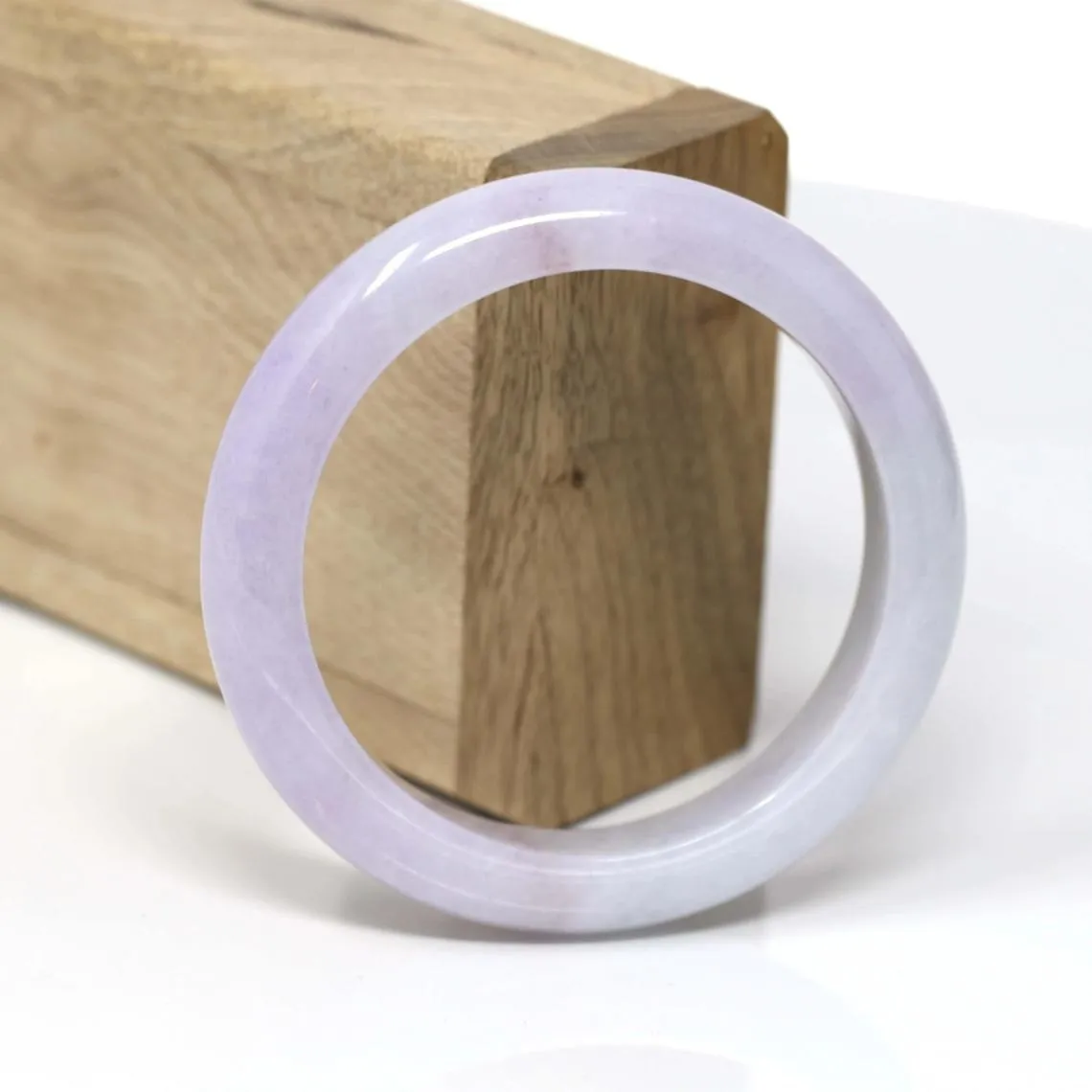 RealJade® Classic Bangle Genuine Burmese Lavender Jadeite Jade Bracelet Bangle Jade Jadeite Jewelry ( 55.4 mm ) #101