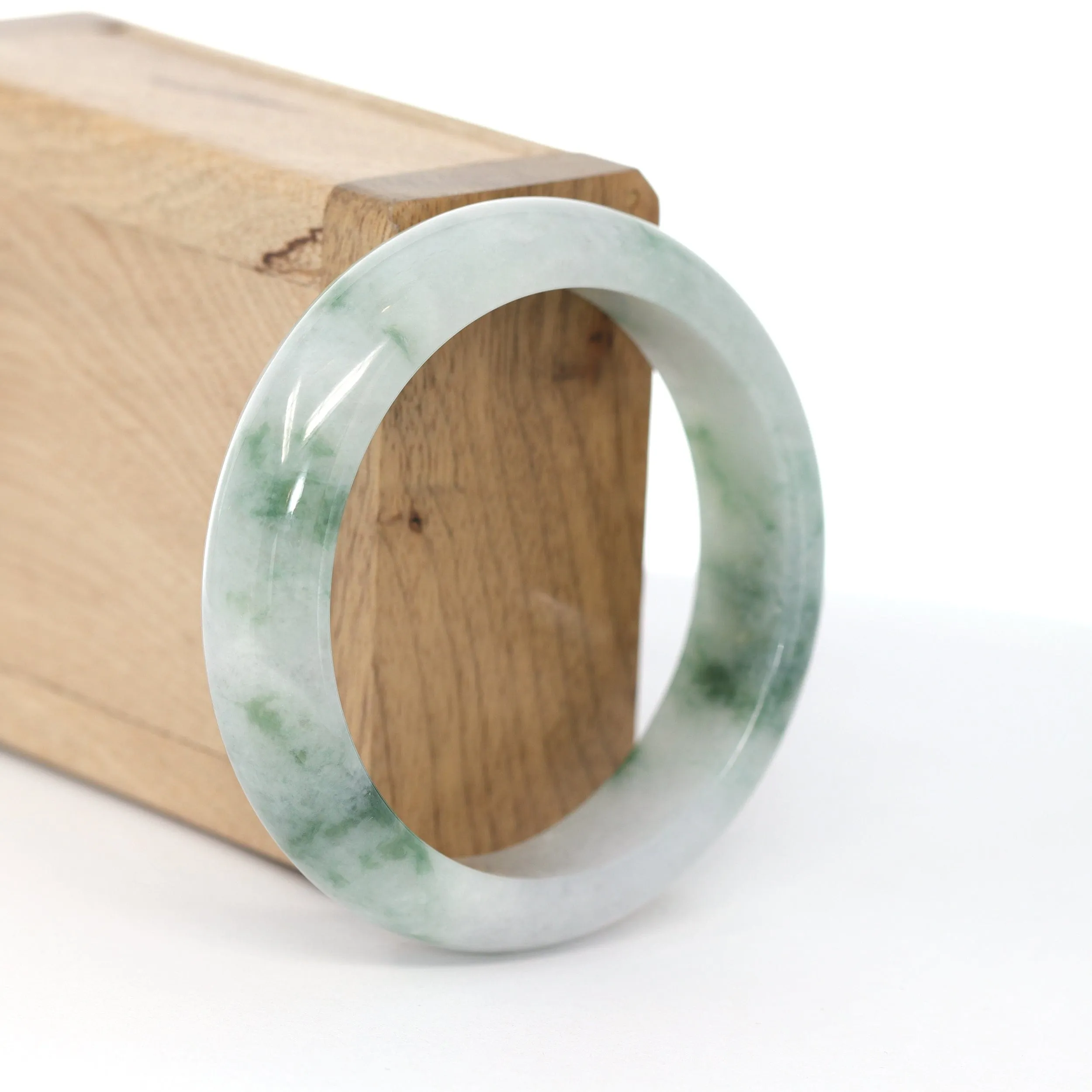 RealJade® Co. "Classic Bangle"  Ice Blue-Green Jadeite Jade Bangle ( 54.66 mm )#619