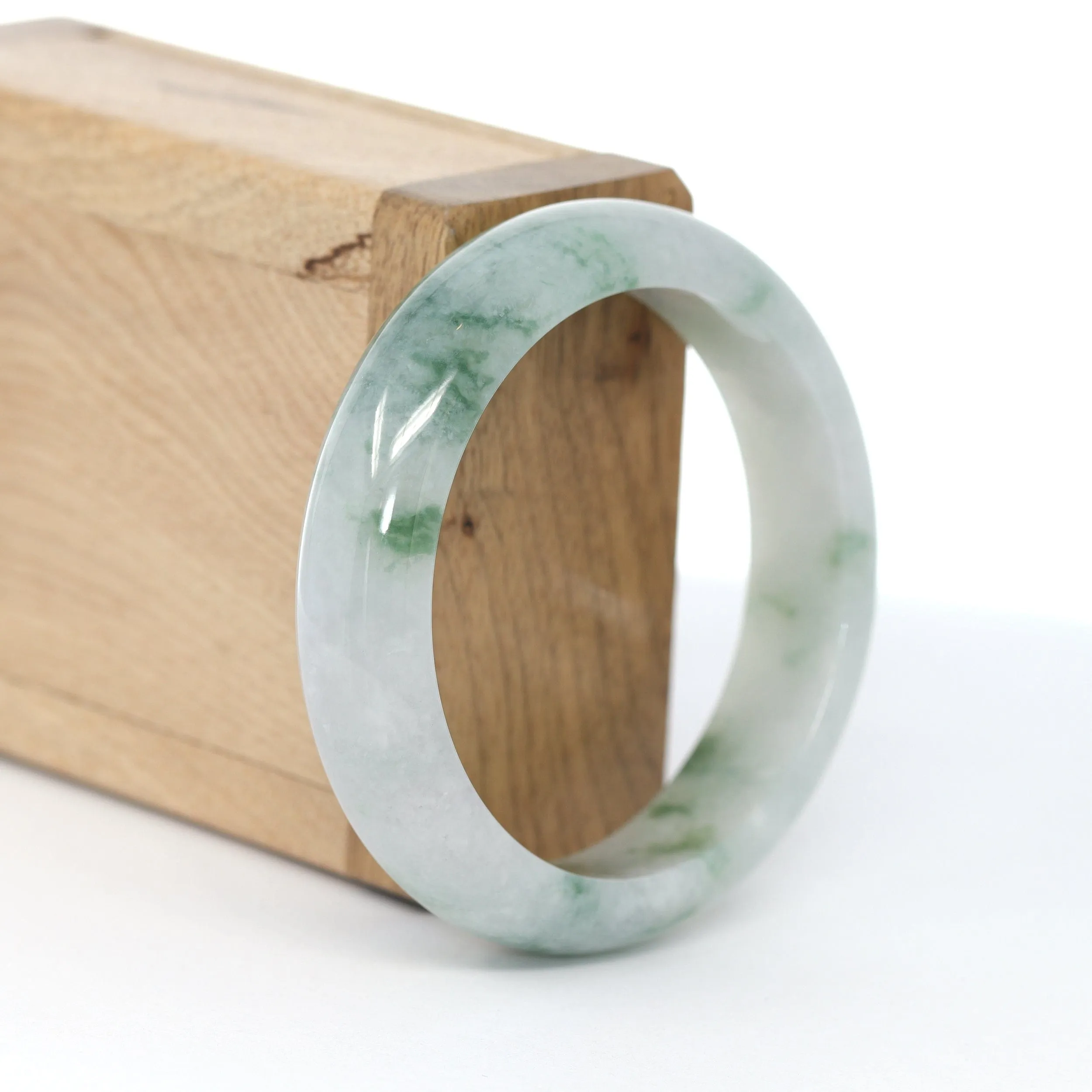 RealJade® Co. "Classic Bangle"  Ice Blue-Green Jadeite Jade Bangle ( 54.66 mm )#619