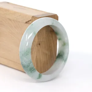 RealJade® Co. "Classic Bangle"  Ice Blue-Green Jadeite Jade Bangle ( 54.66 mm )#619