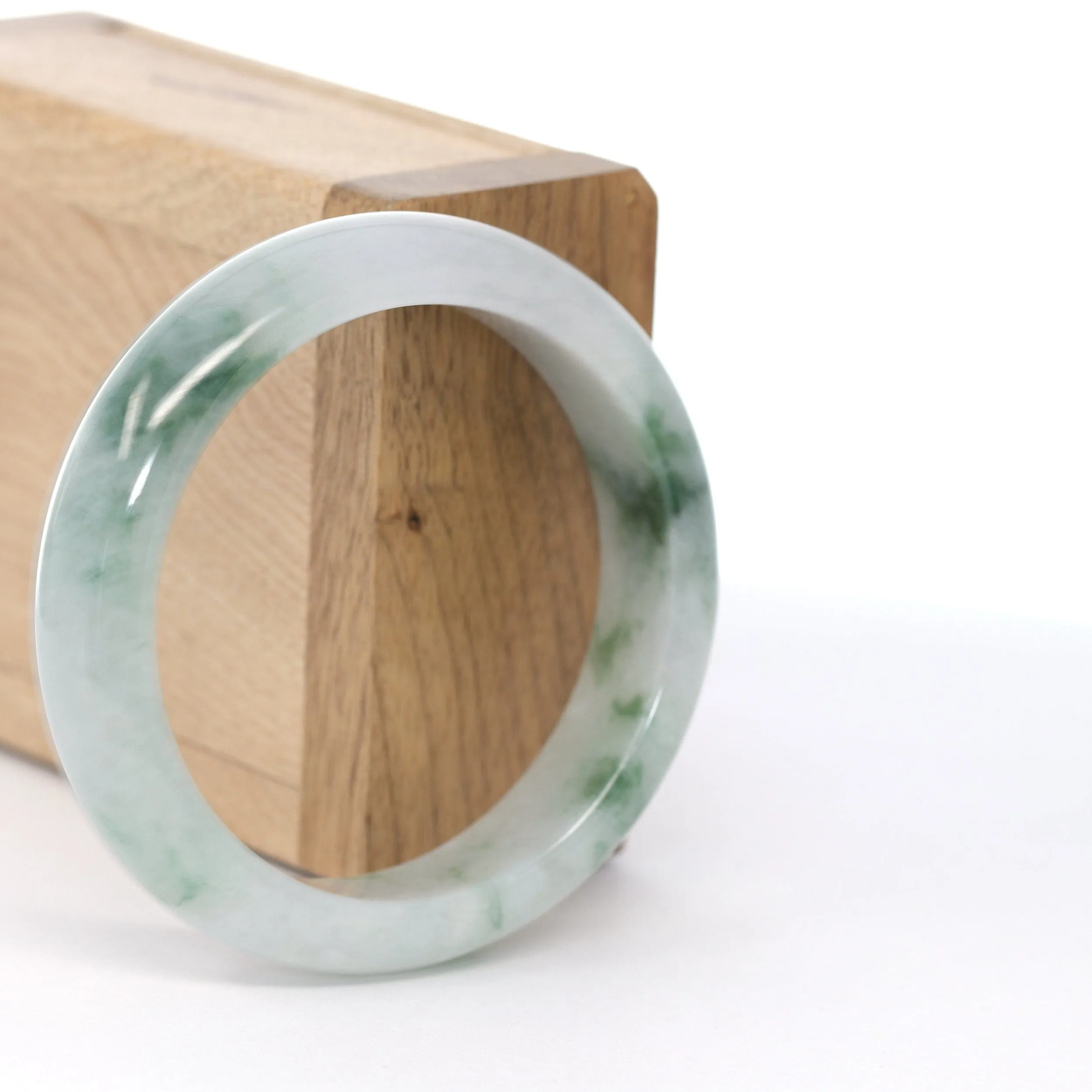 RealJade® Co. "Classic Bangle"  Ice Blue-Green Jadeite Jade Bangle ( 54.66 mm )#619