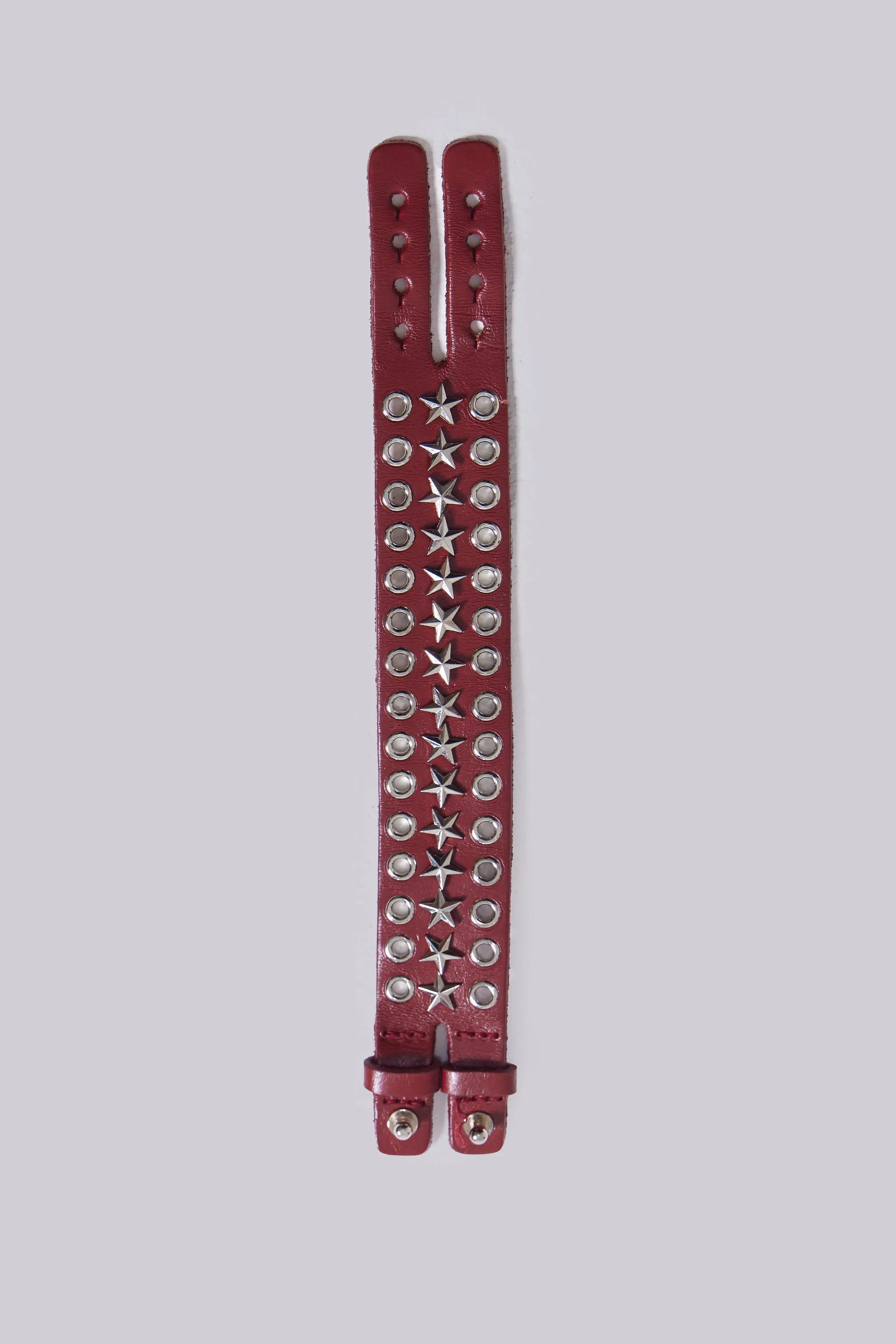 Red Leather Studded Bracelet