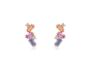 Rose Gold Sapphire & Diamond Earrings