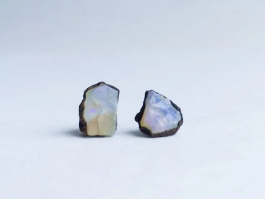 Rough opal earrings | Opal post earrings