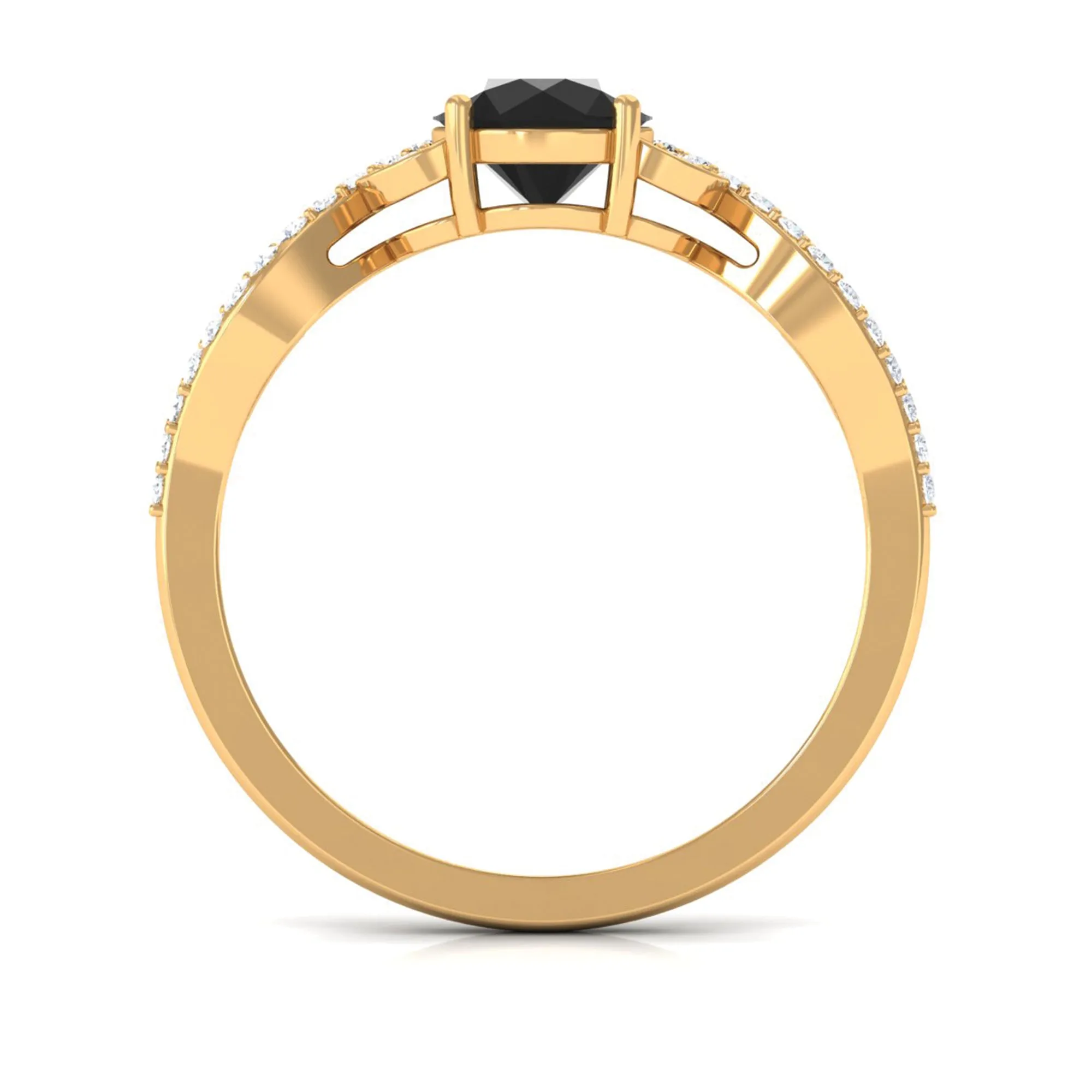 Round Created Black Diamond and Diamond Designer Engagement Ring