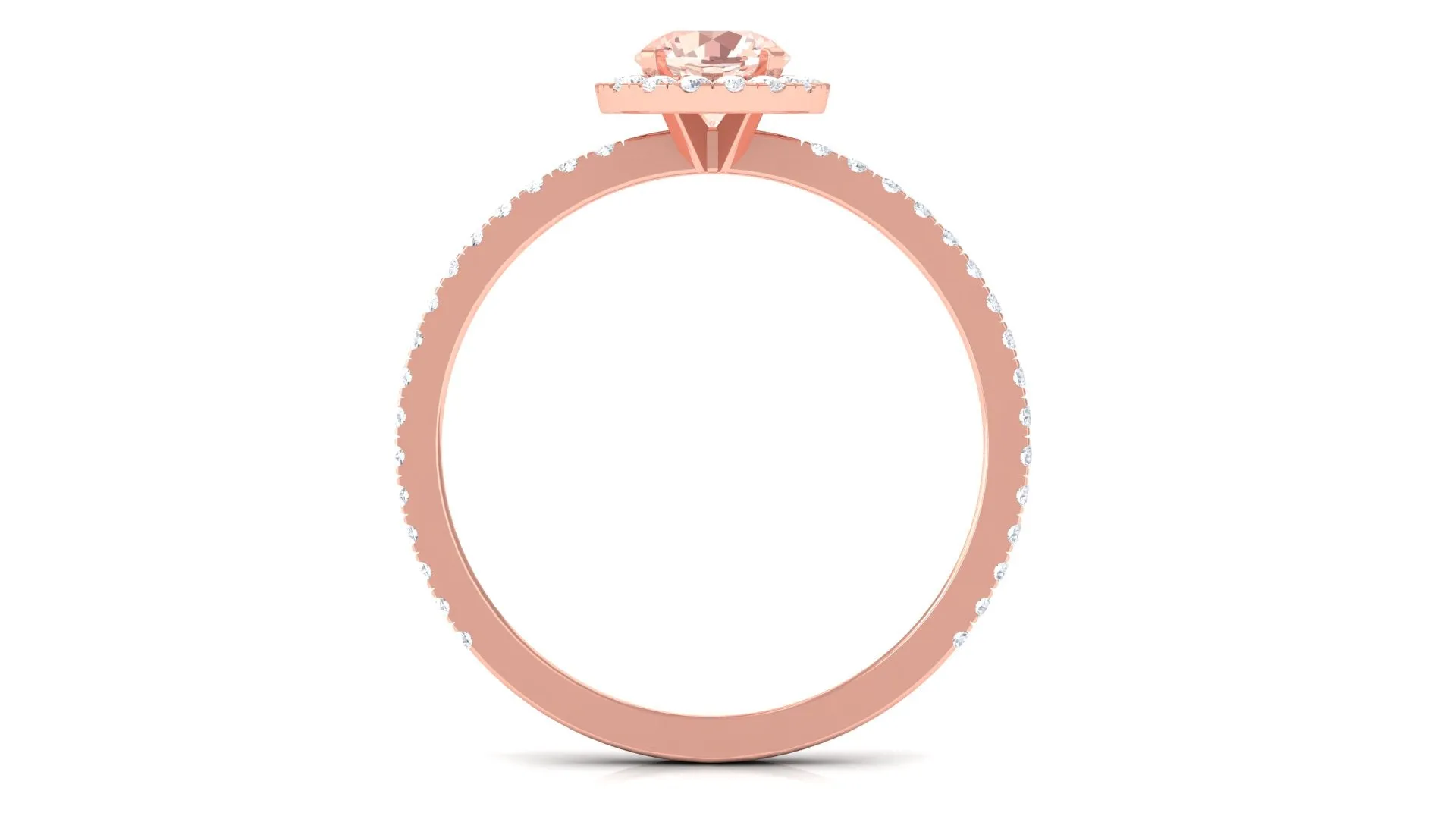 Round Shape Morganite Halo Engagement Ring with Diamond