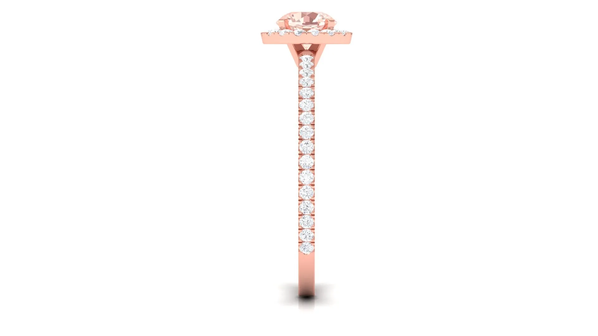 Round Shape Morganite Halo Engagement Ring with Diamond