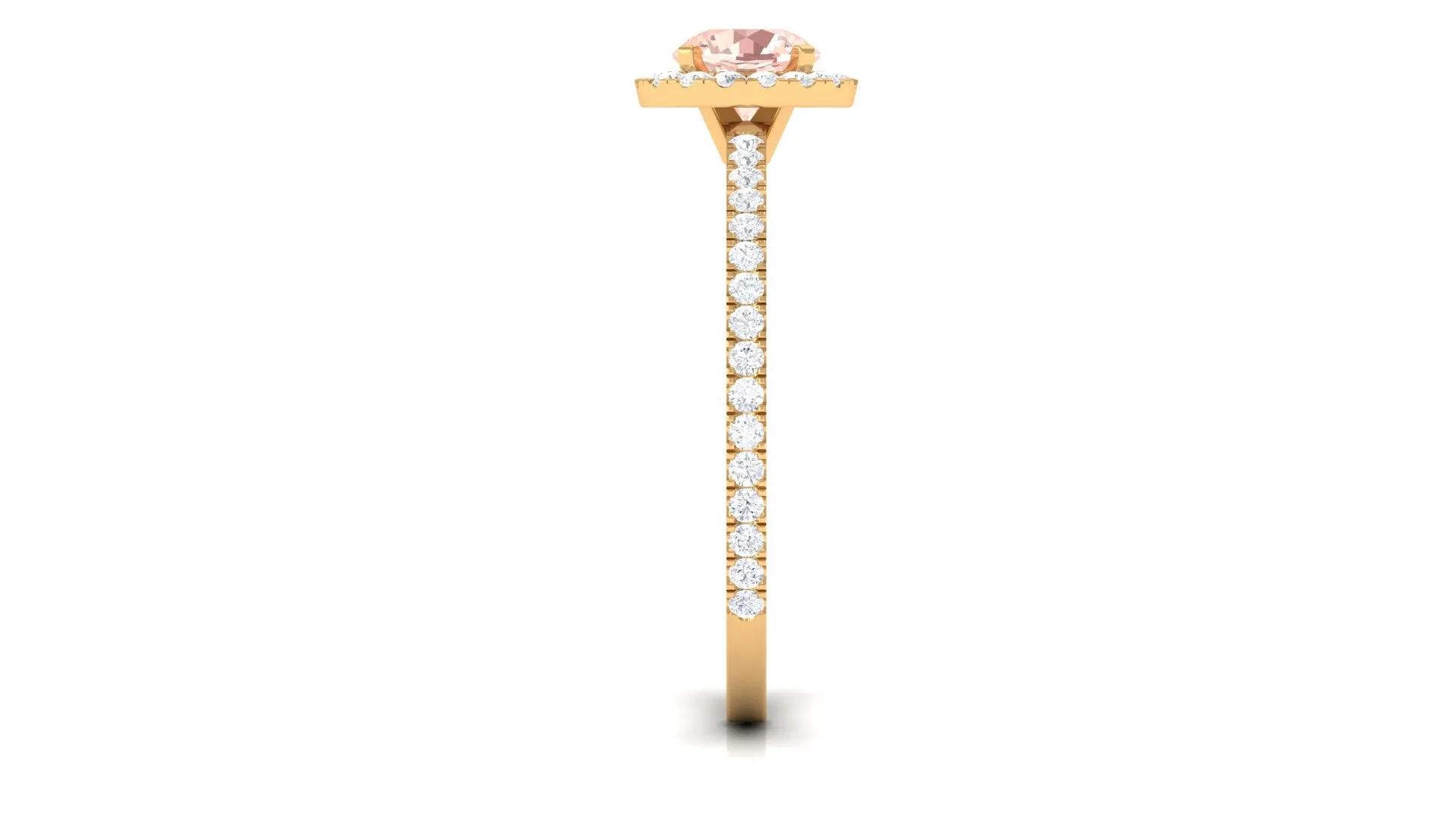 Round Shape Morganite Halo Engagement Ring with Diamond