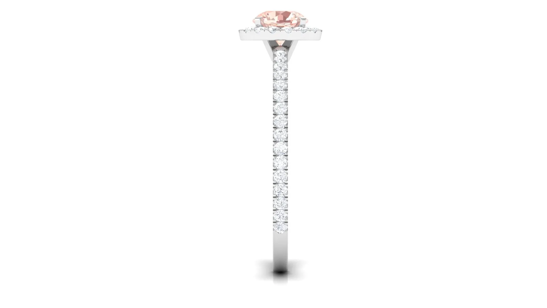 Round Shape Morganite Halo Engagement Ring with Diamond