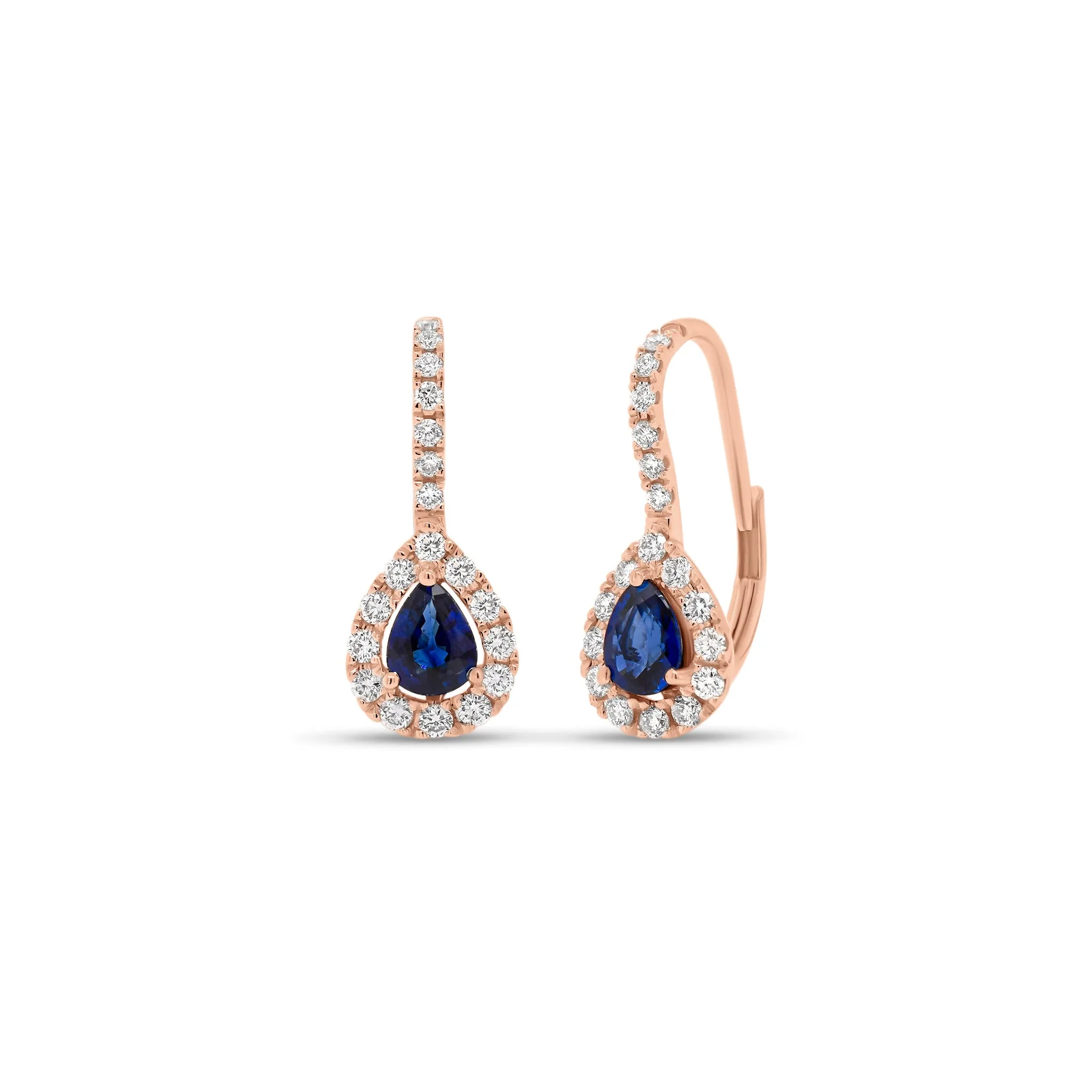 Sapphire & Diamond Teardrop Lever-Back Earrings