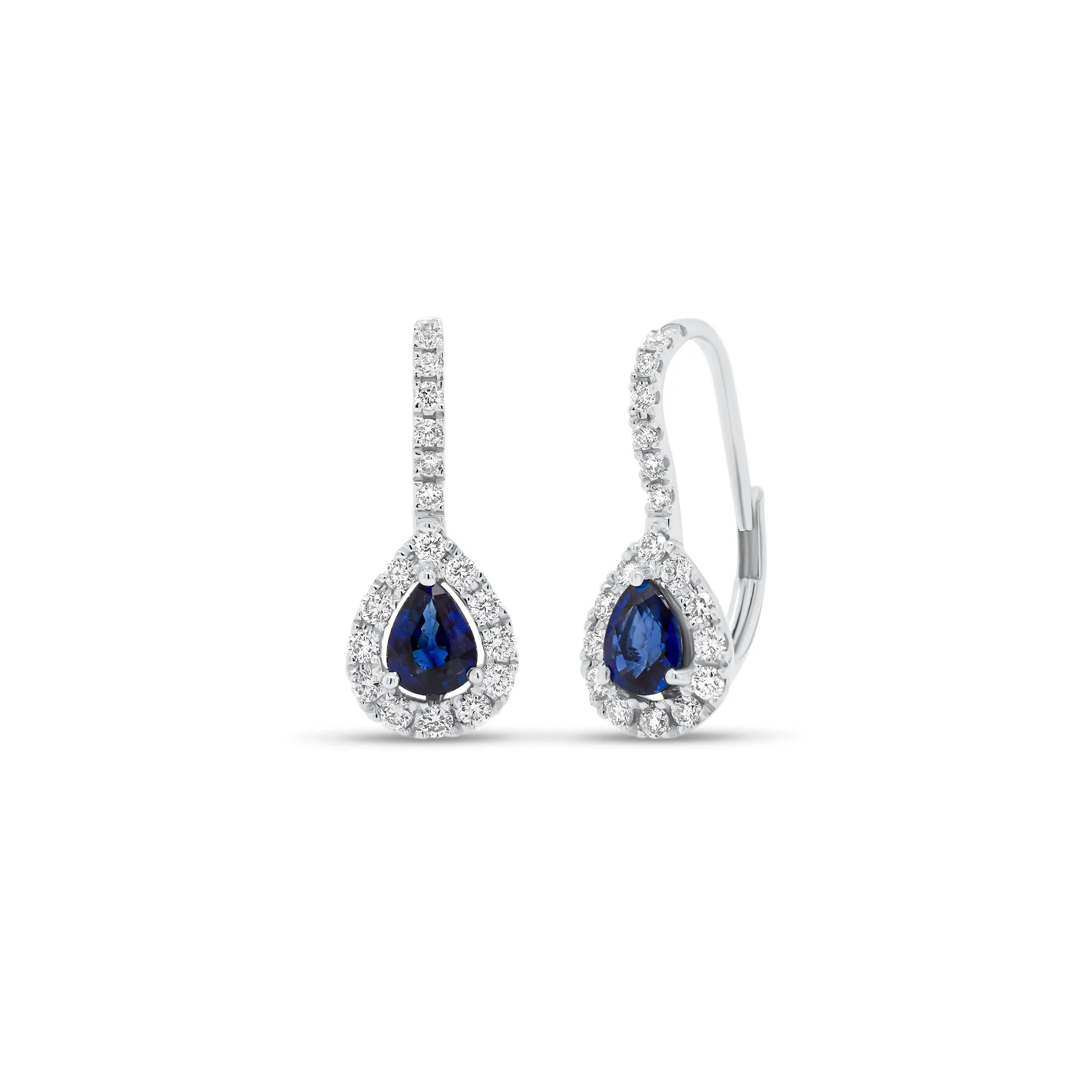 Sapphire & Diamond Teardrop Lever-Back Earrings