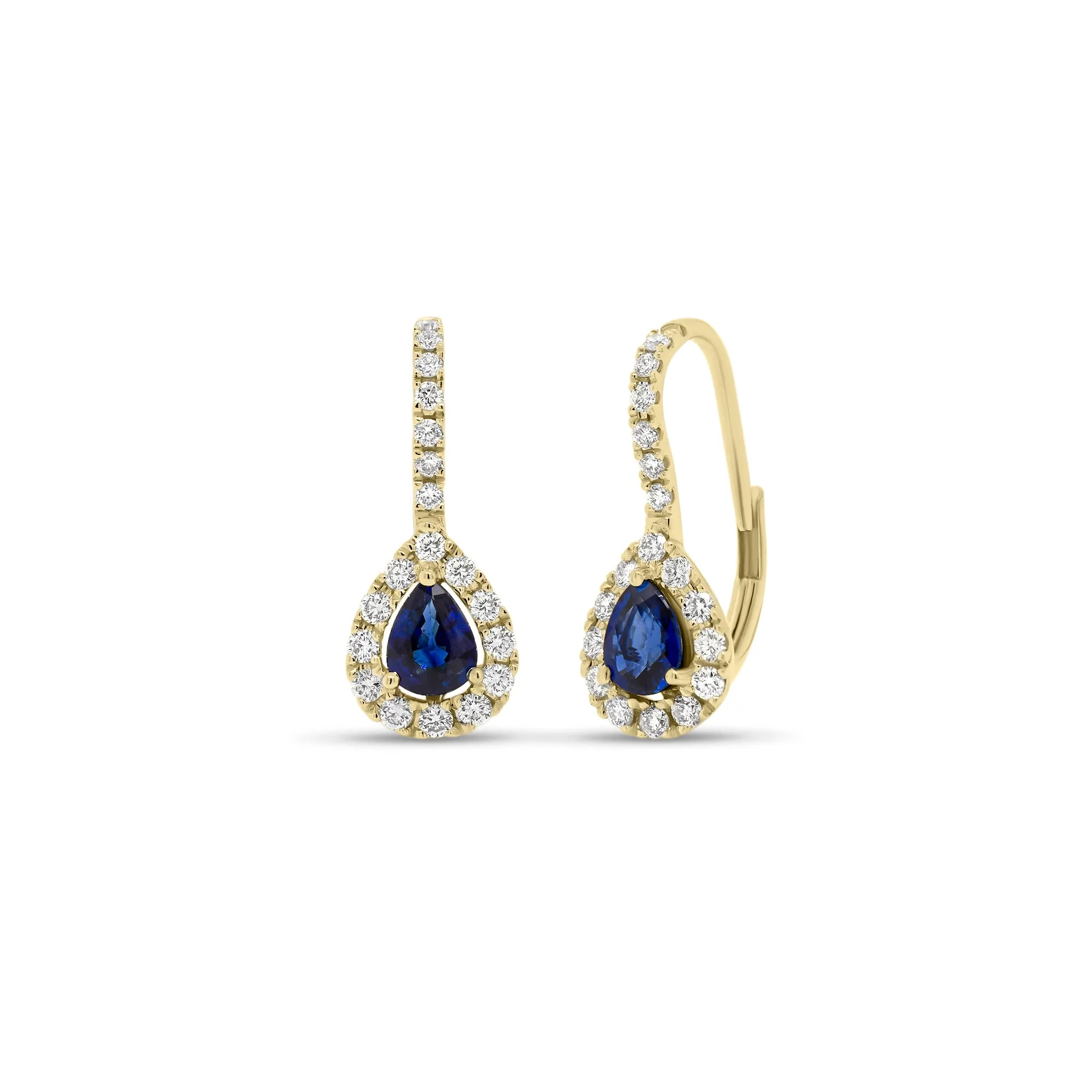 Sapphire & Diamond Teardrop Lever-Back Earrings