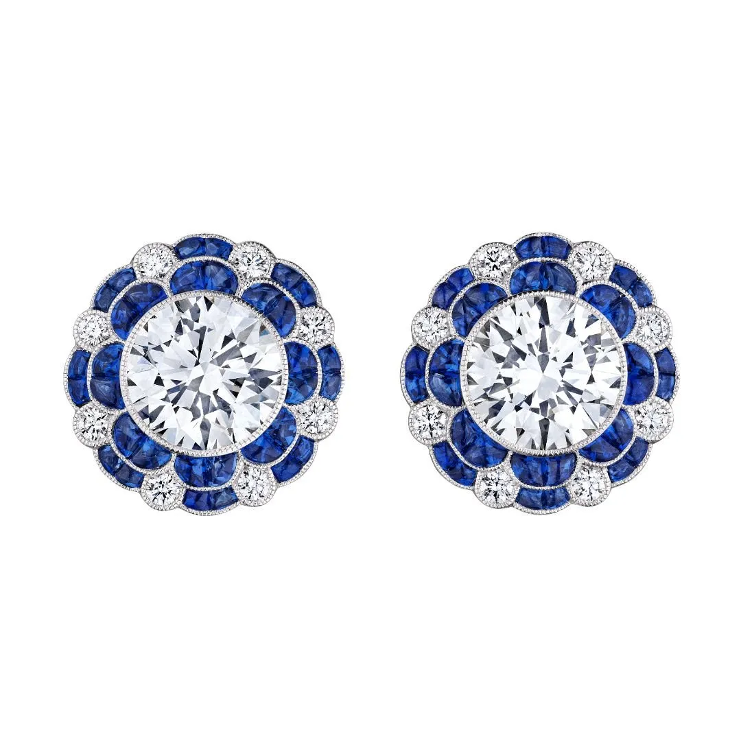 'Sapphire Symphony' Diamond Earrings, 2 CT Each
