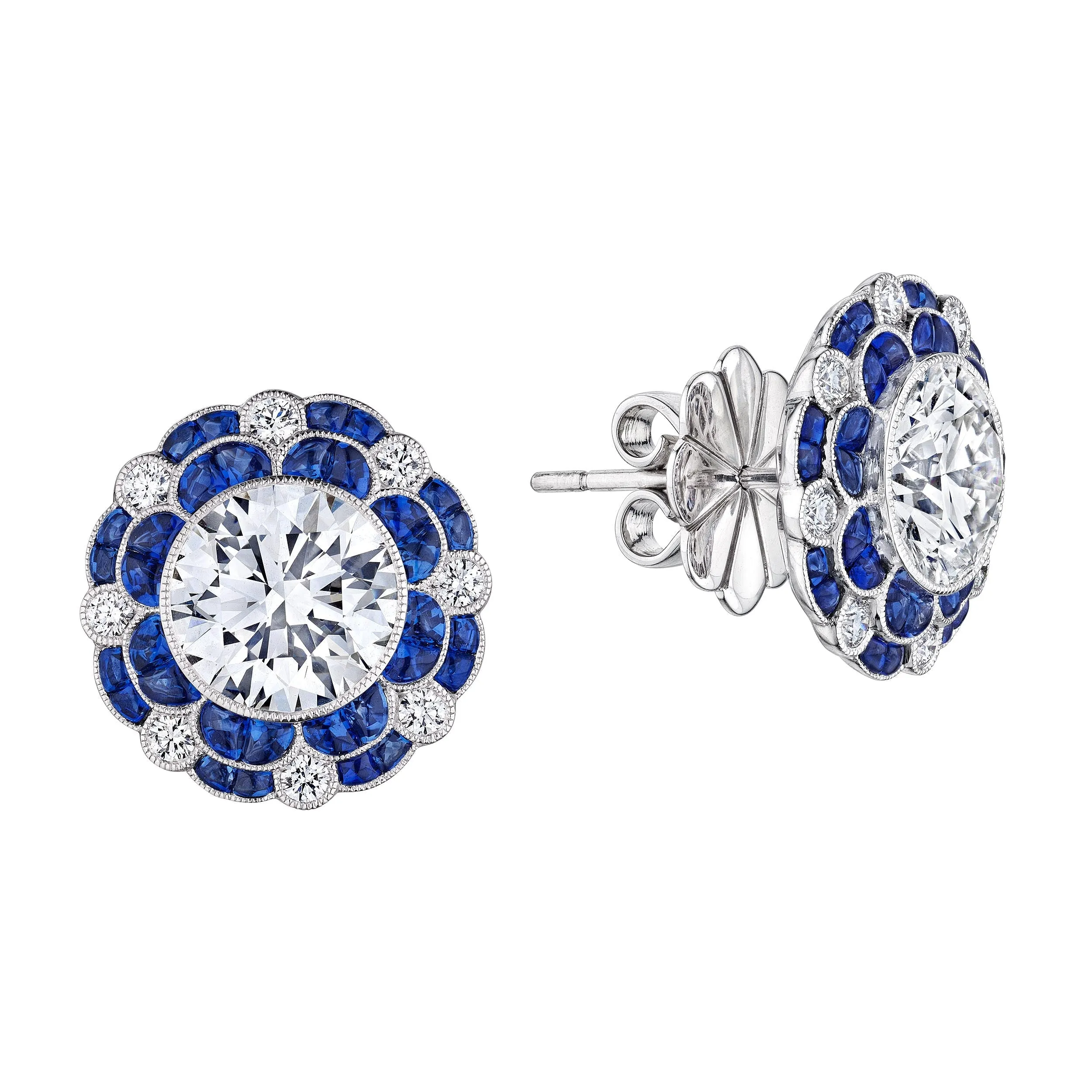 'Sapphire Symphony' Diamond Earrings, 2 CT Each