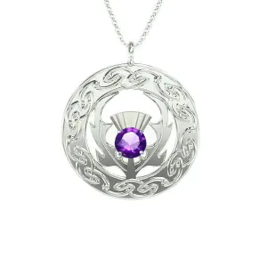 Scottish Thistle Celtic Flow Amethyst Pendant