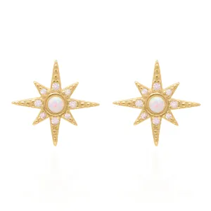 Serin Star Opal Stud Earrings | 18K Gold Plated