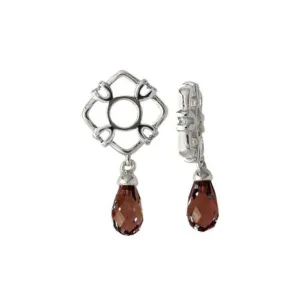 Silver & Garnet Teardrop Dangle Charm S121G