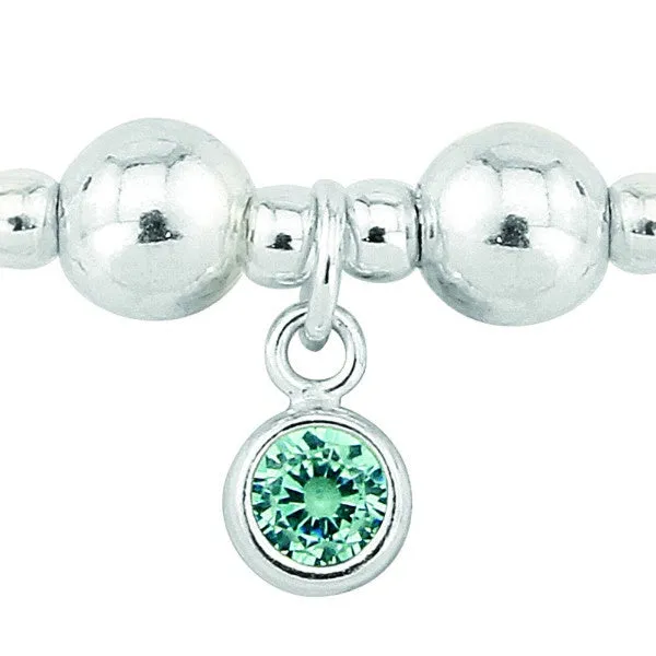 Silver Aqua CZ March birthstone bracelet