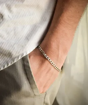 Silver links chain bracelet for men