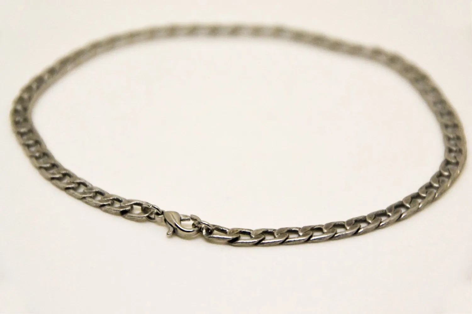Silver plated link chain anklet for men, ankle bracelet, gift for him