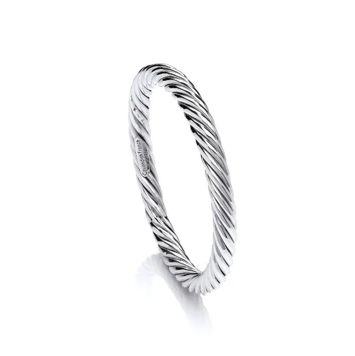 Silver Thick Twist Full Circle Bangle
