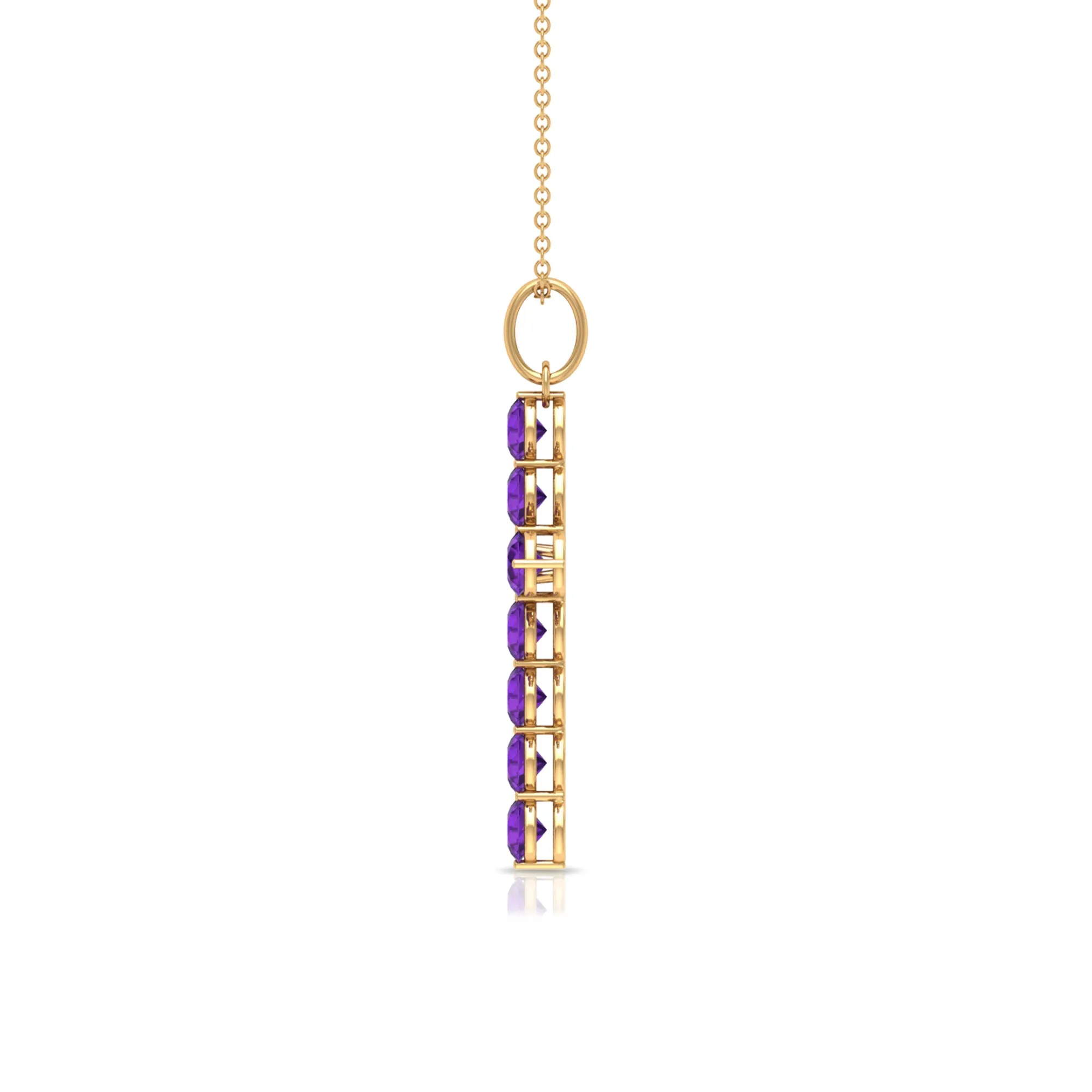 Simple Amethyst Holy Cross Pendant Necklace