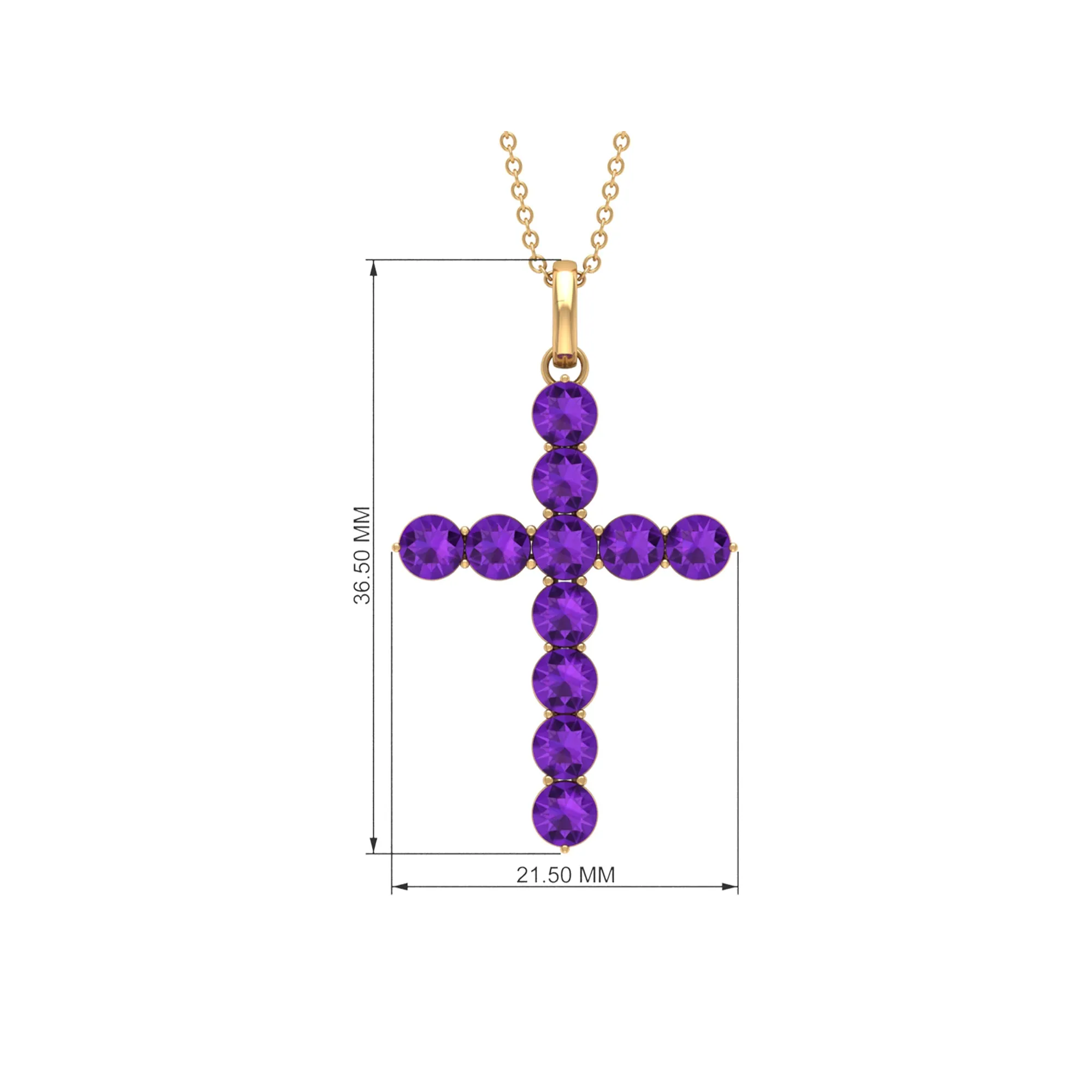 Simple Amethyst Holy Cross Pendant Necklace