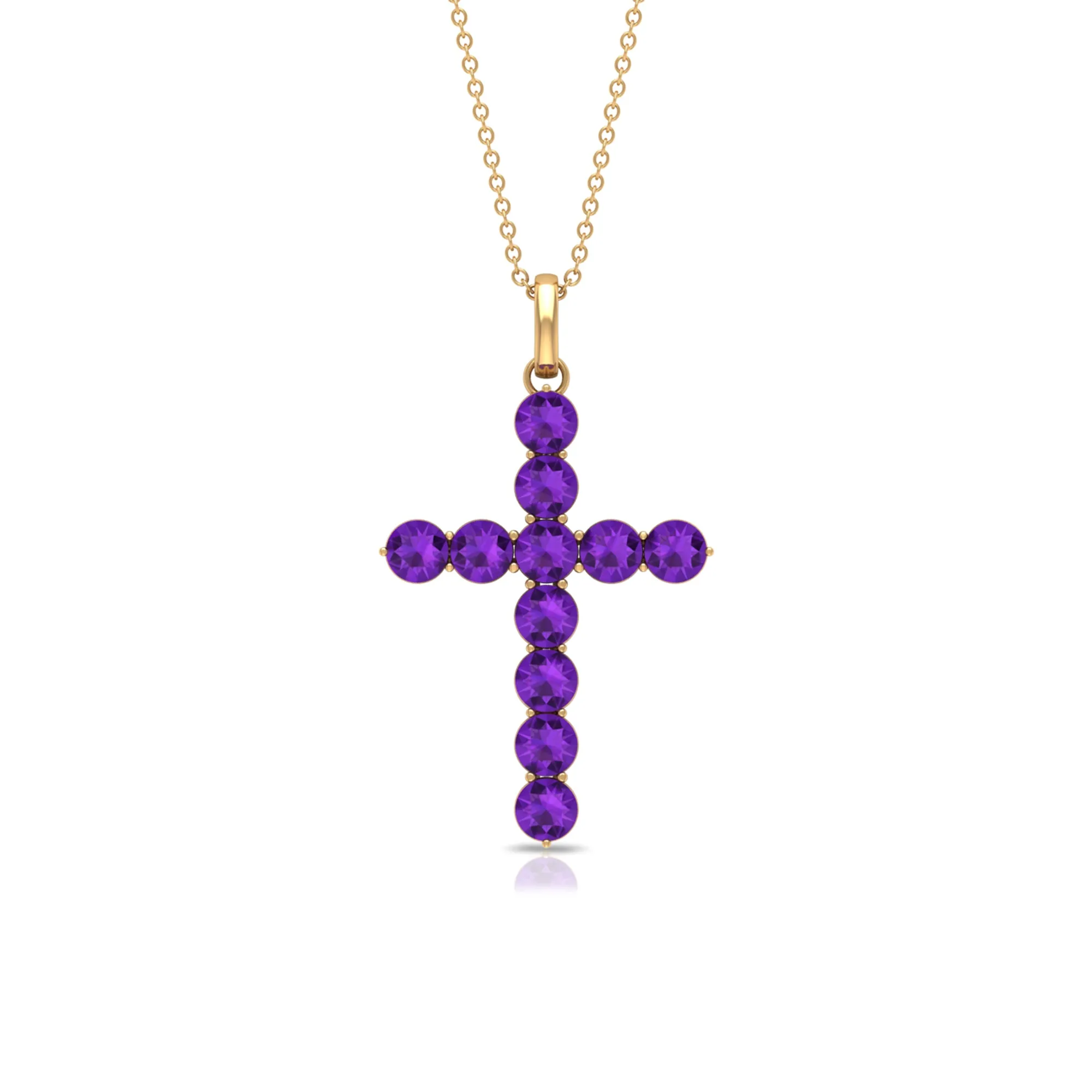 Simple Amethyst Holy Cross Pendant Necklace