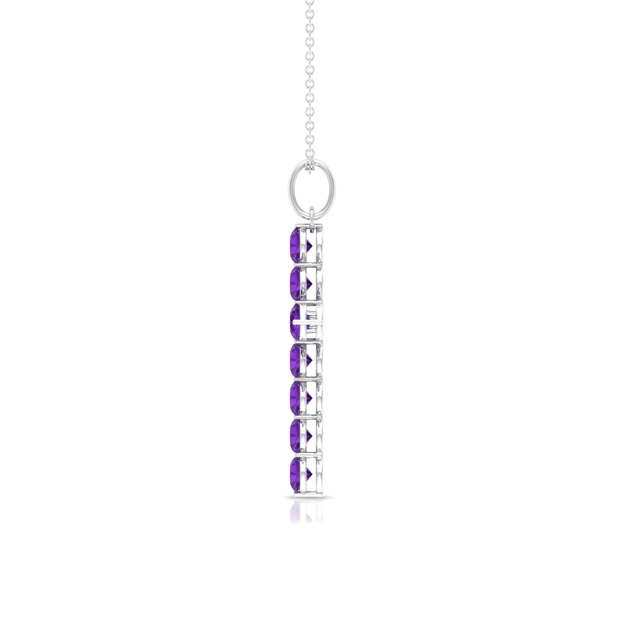 Simple Amethyst Holy Cross Pendant Necklace