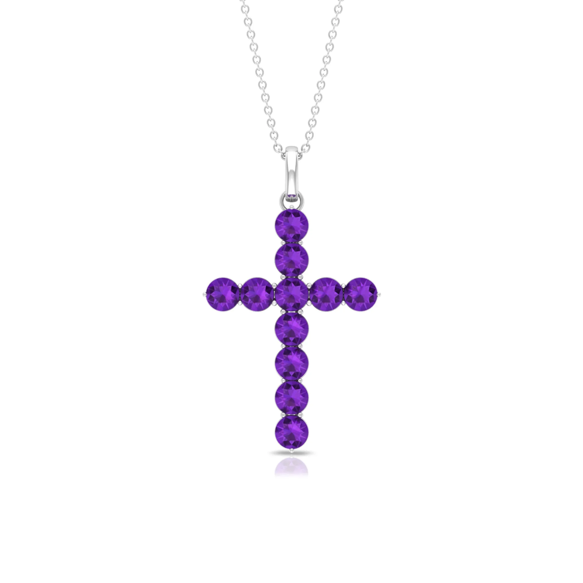 Simple Amethyst Holy Cross Pendant Necklace