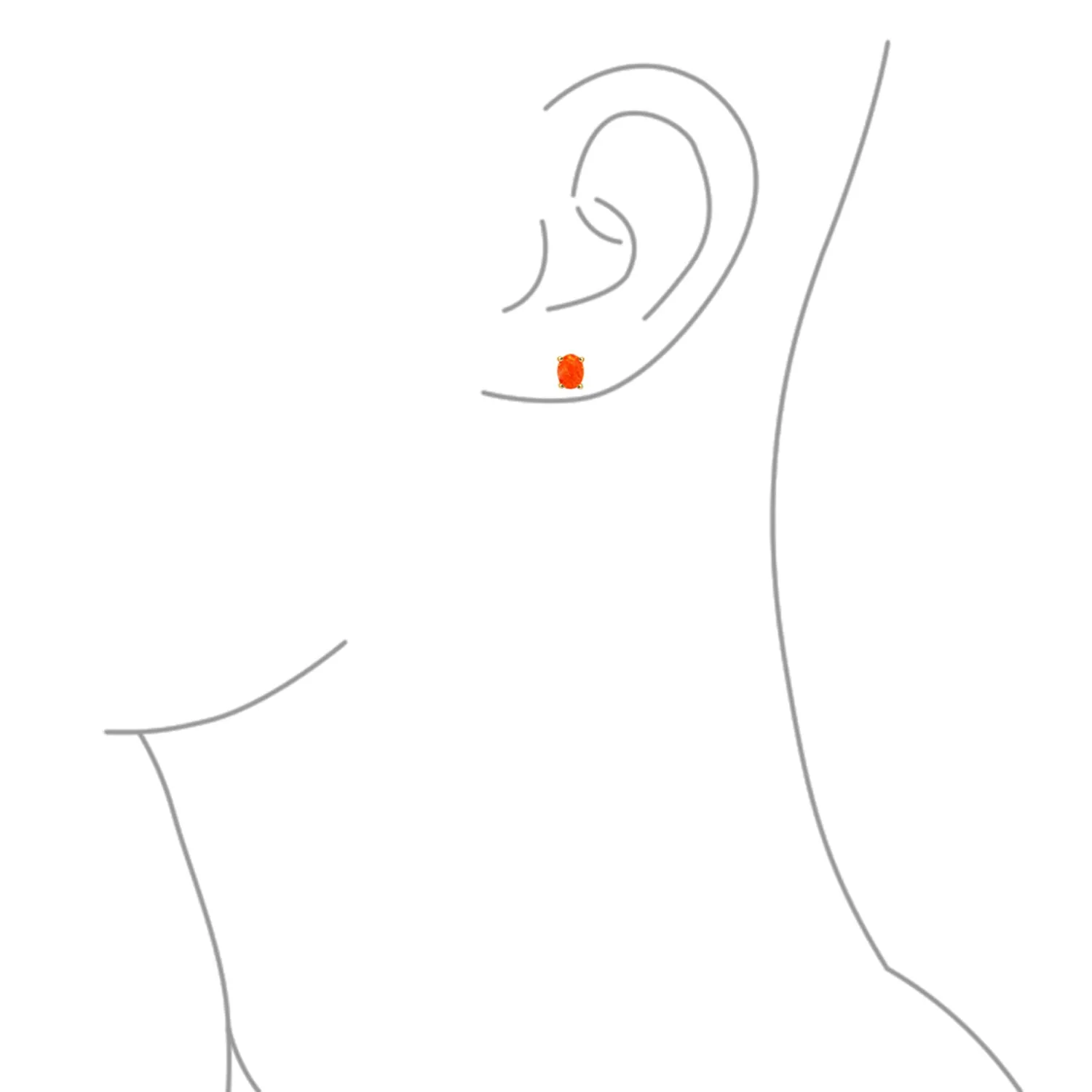 Simple Classic Opal Oval Stud Earrings 14K Gold Silver 7MM October Birthstone