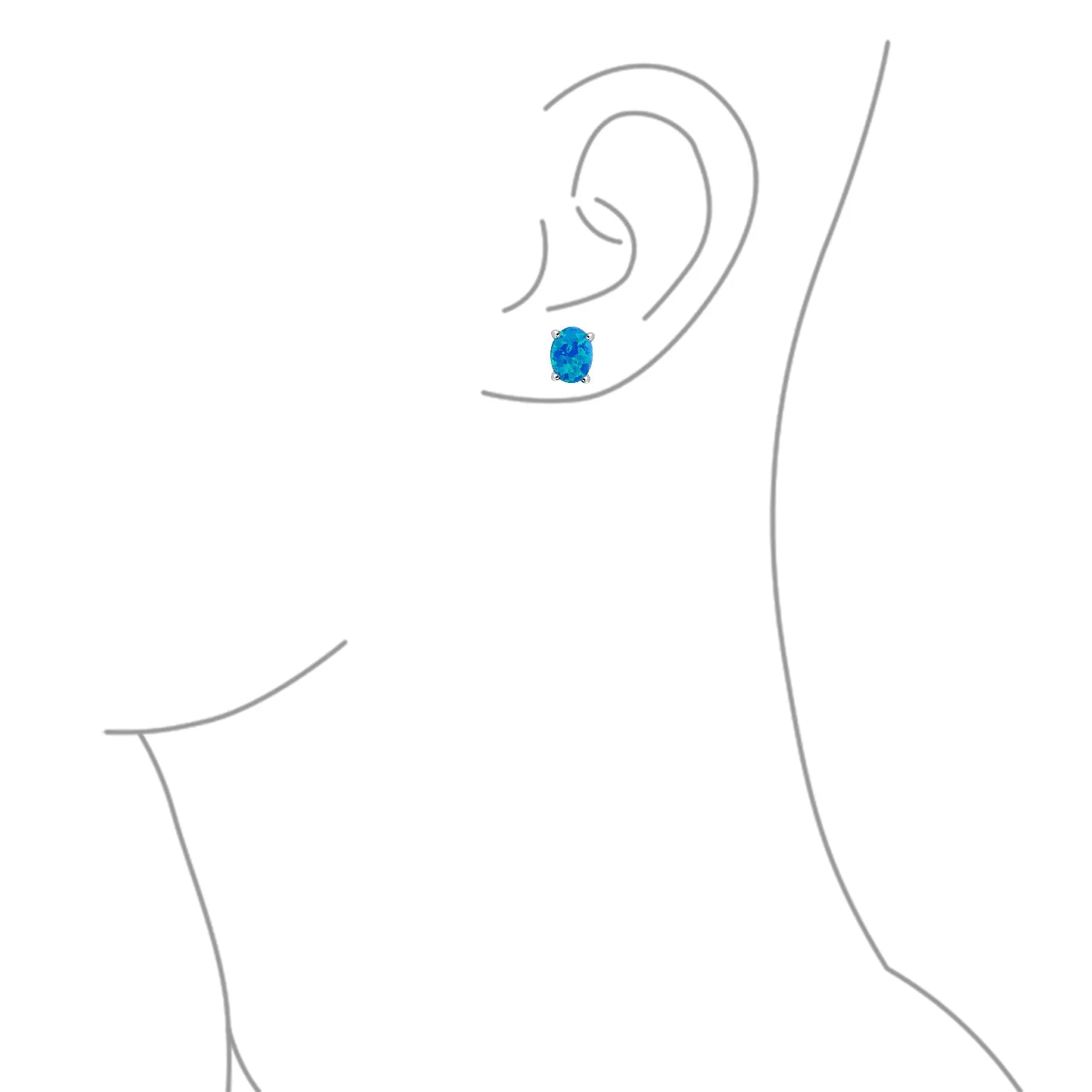 Simple Classic Opal Oval Stud Earrings 14K Gold Silver 7MM October Birthstone