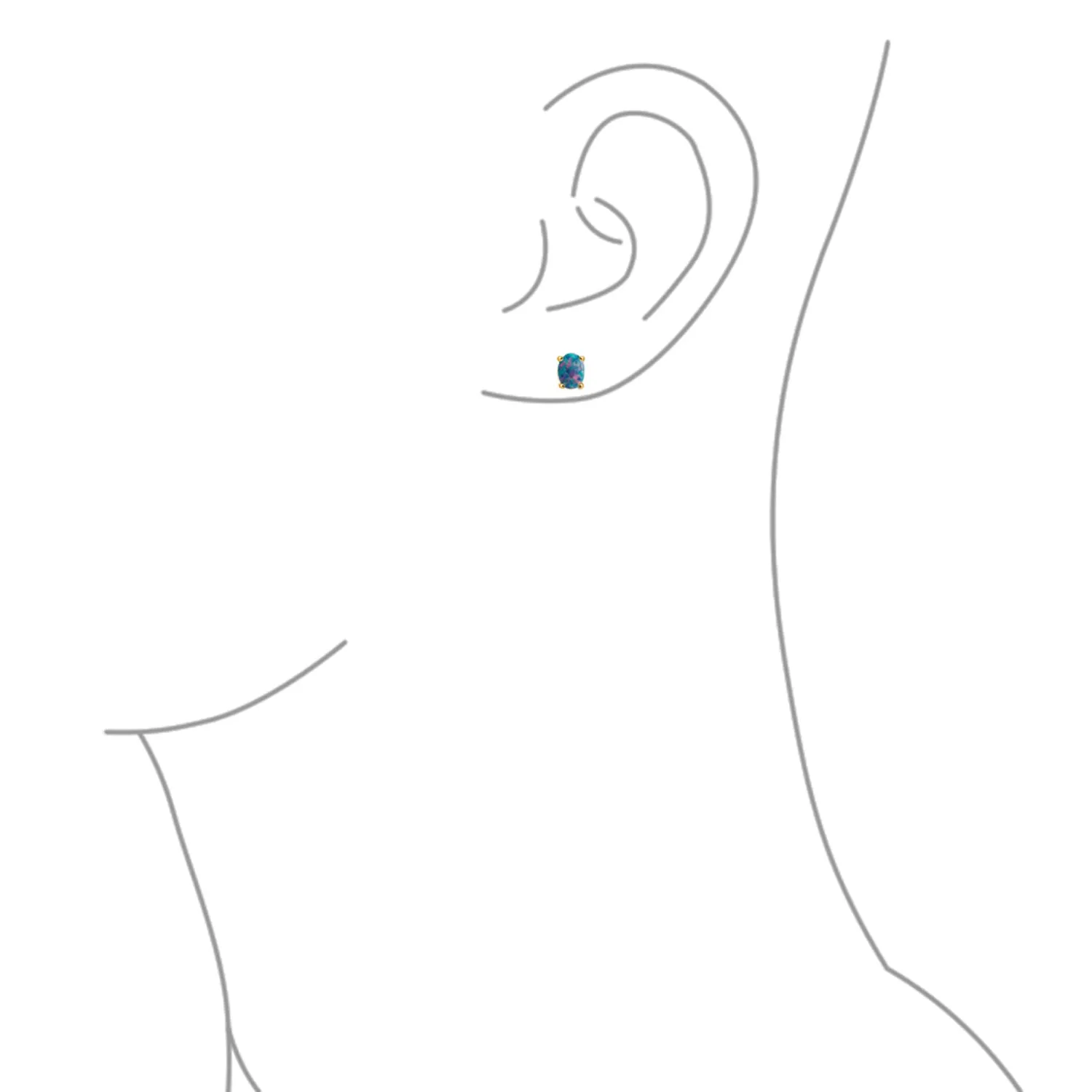 Simple Classic Opal Oval Stud Earrings 14K Gold Silver 7MM October Birthstone