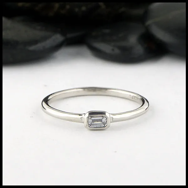 Simple Emerald Cut Diamond Ring in White Gold