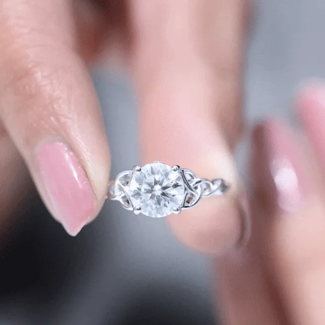 Simple Solitaire Moissanite Celtic Knot Engagement Ring