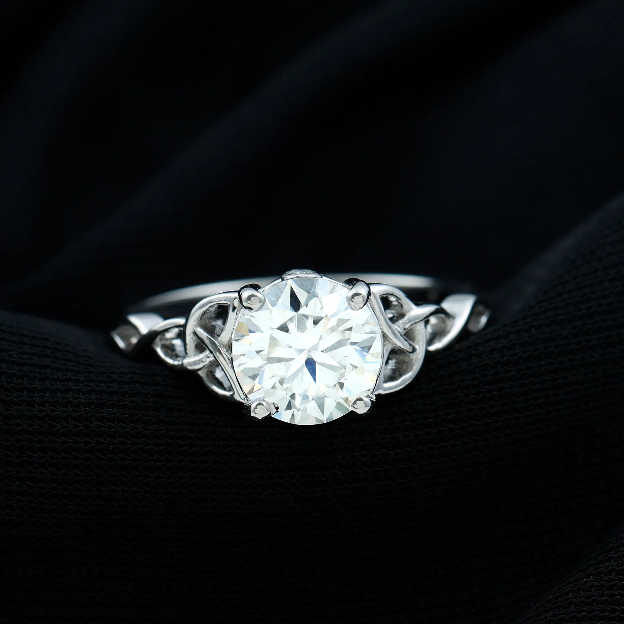 Simple Solitaire Moissanite Celtic Knot Engagement Ring