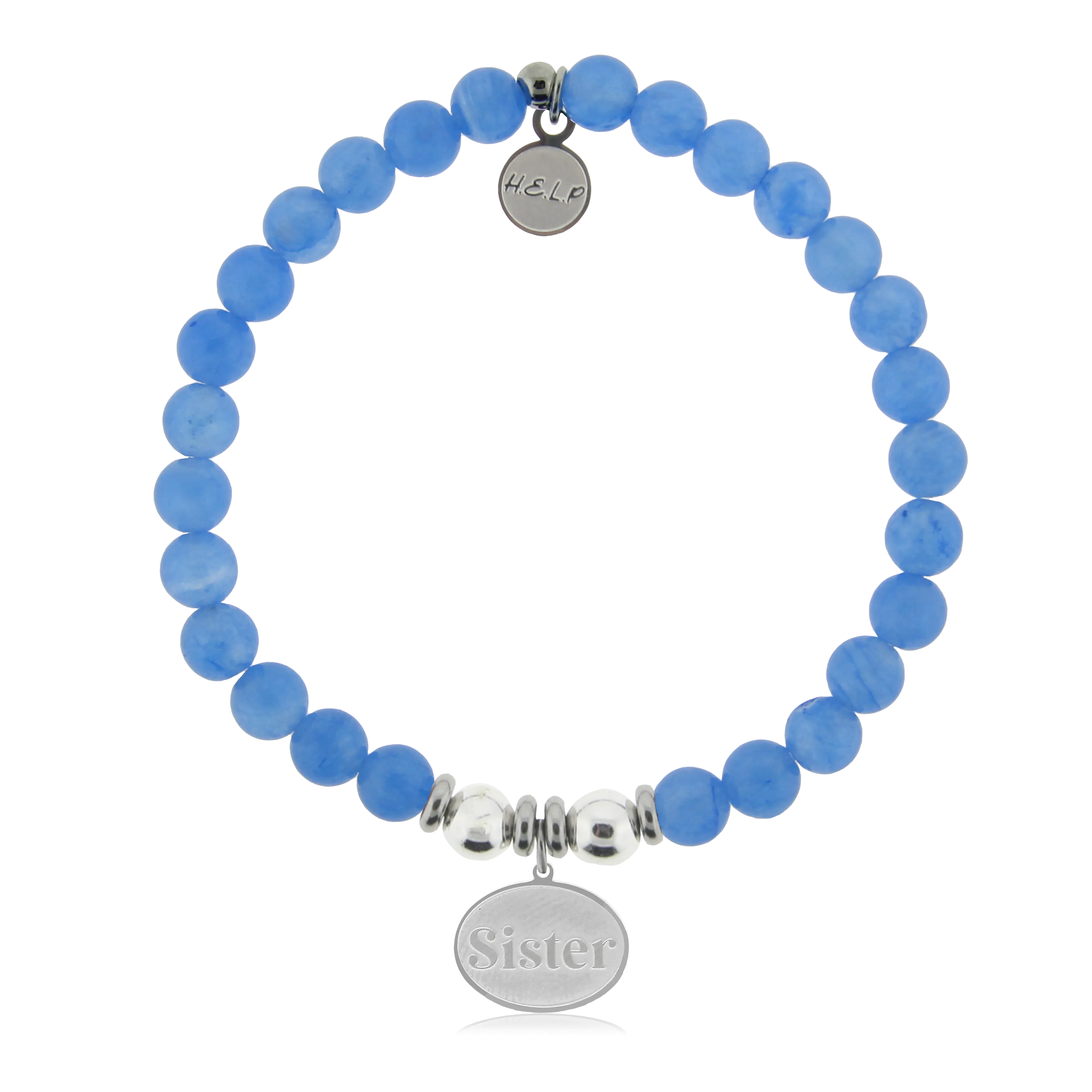 Sister Charm with Azure Blue Jade Charity Bracelet
