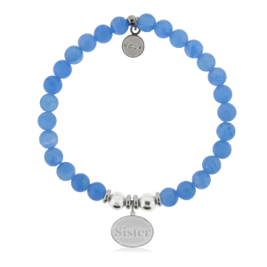 Sister Charm with Azure Blue Jade Charity Bracelet