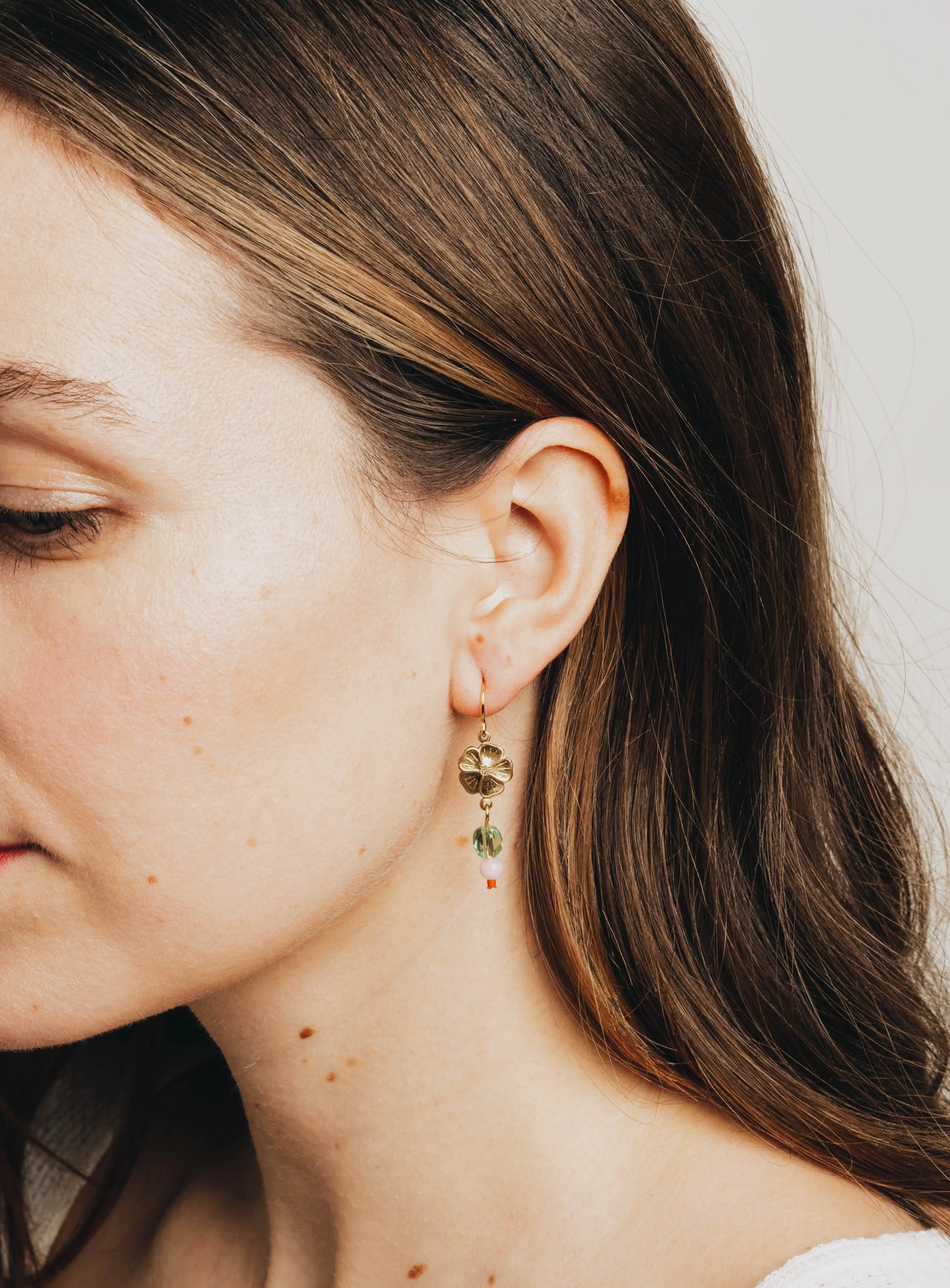 Small Flower And Bead Earrings