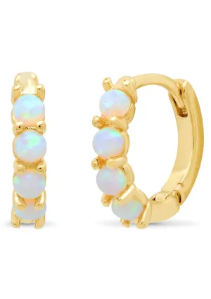 Small Opal Snap Closure Hoop Earring