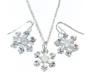 Snowflake Earrings and Necklace Set - Christmas Jewelry
