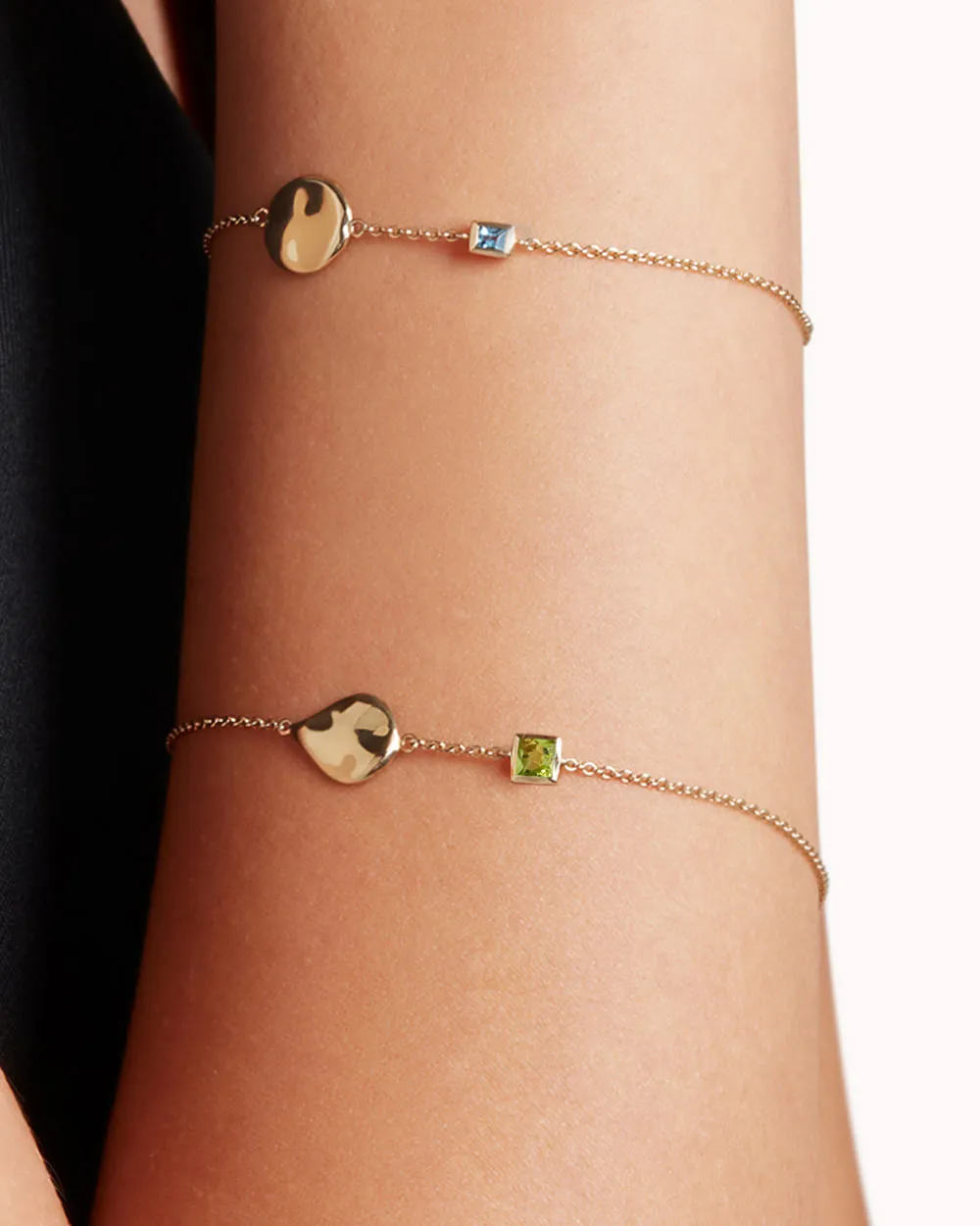 Solid Gold Aquamarine March Birthstone Bracelet