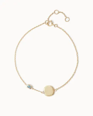 Solid Gold Aquamarine March Birthstone Bracelet