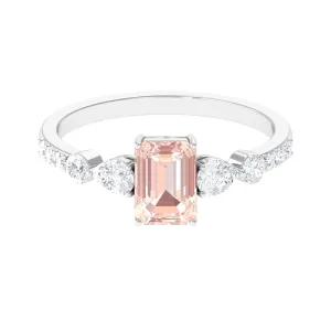 Solitaire Morganite Engagement Ring with Diamond Side Stones