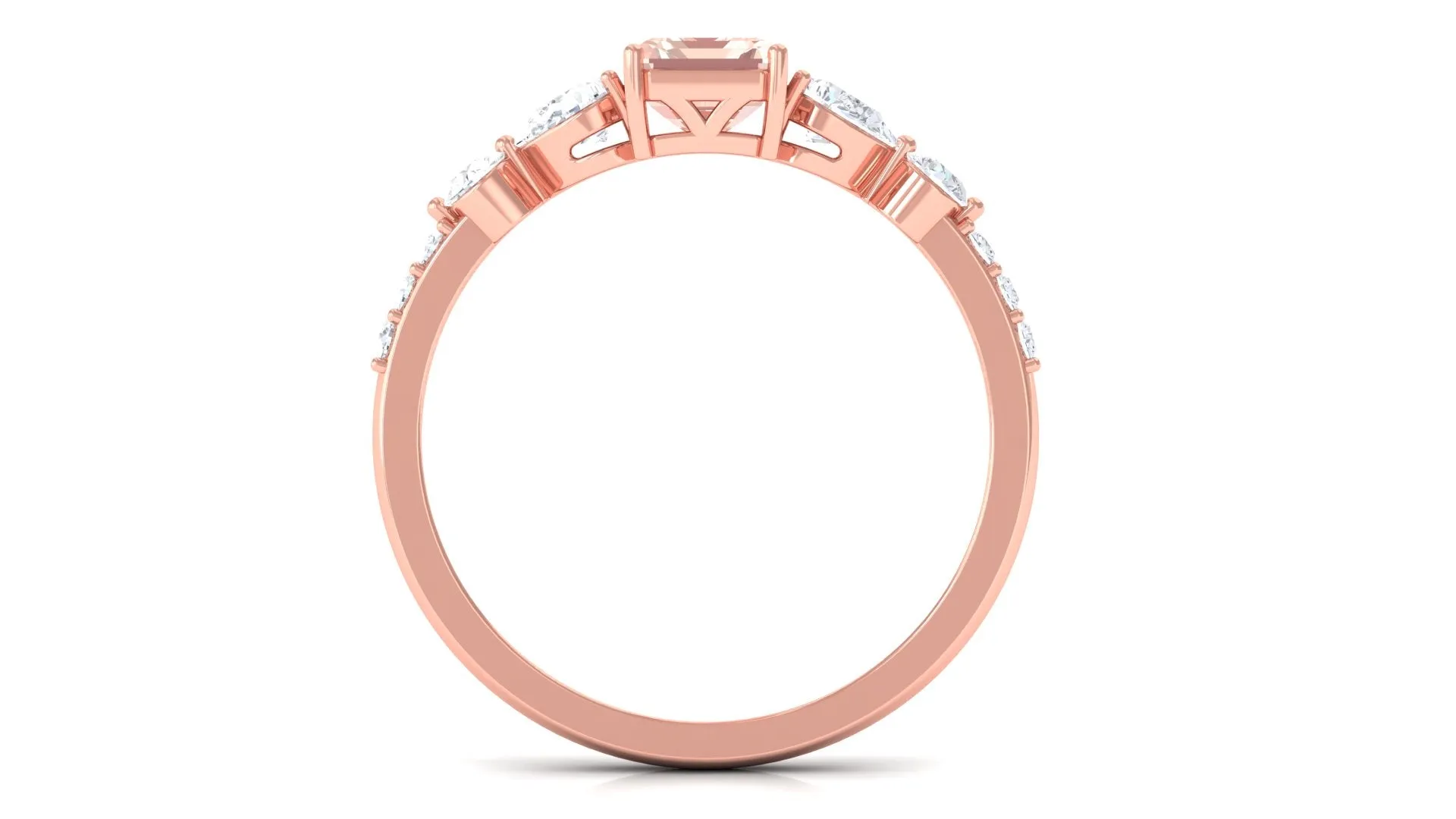 Solitaire Morganite Engagement Ring with Diamond Side Stones