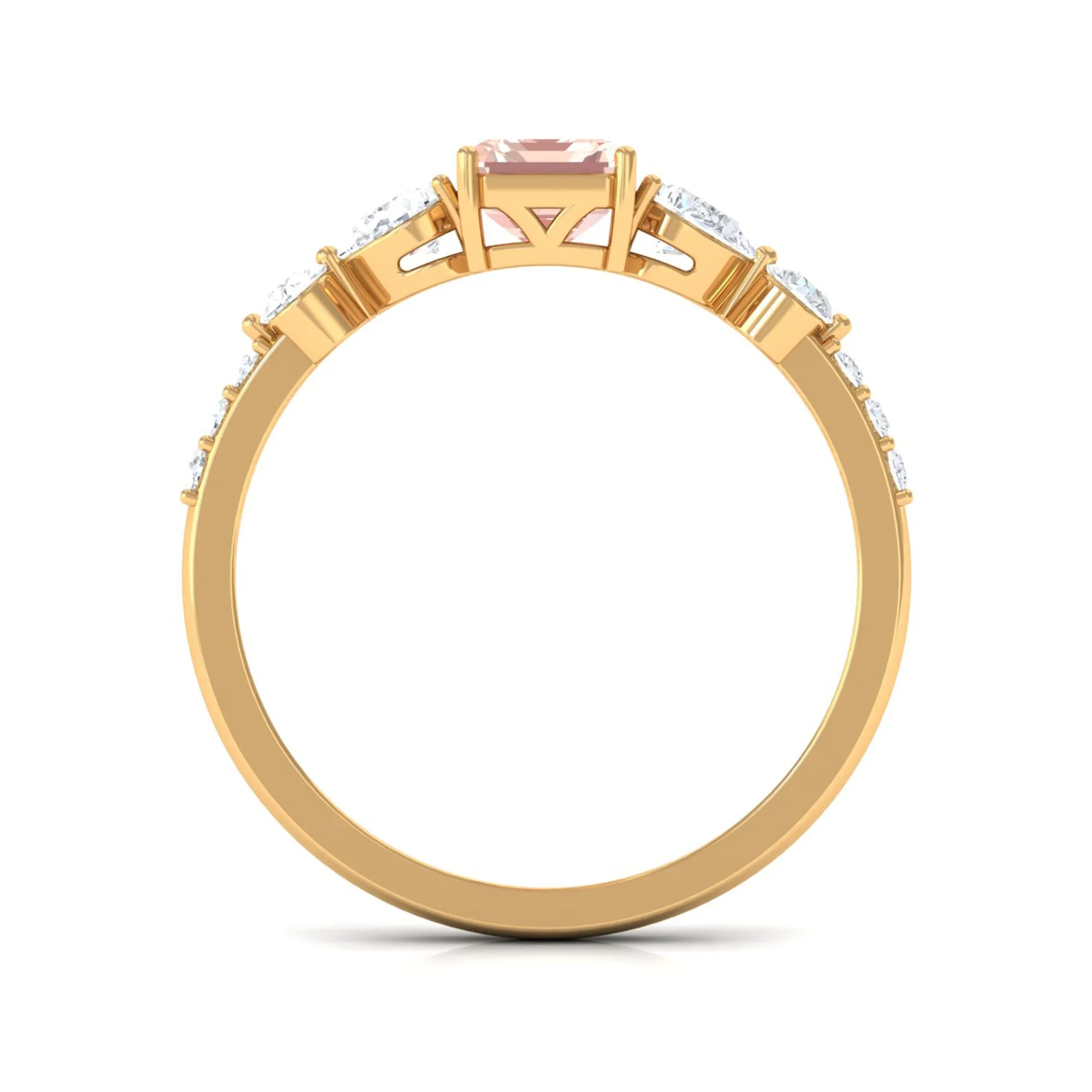 Solitaire Morganite Engagement Ring with Diamond Side Stones